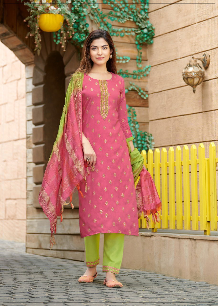 Rangjyot Rang Maya 3 Fancy Festive Wear Rayon Kurti Pant and Dupatta Readymade Collection